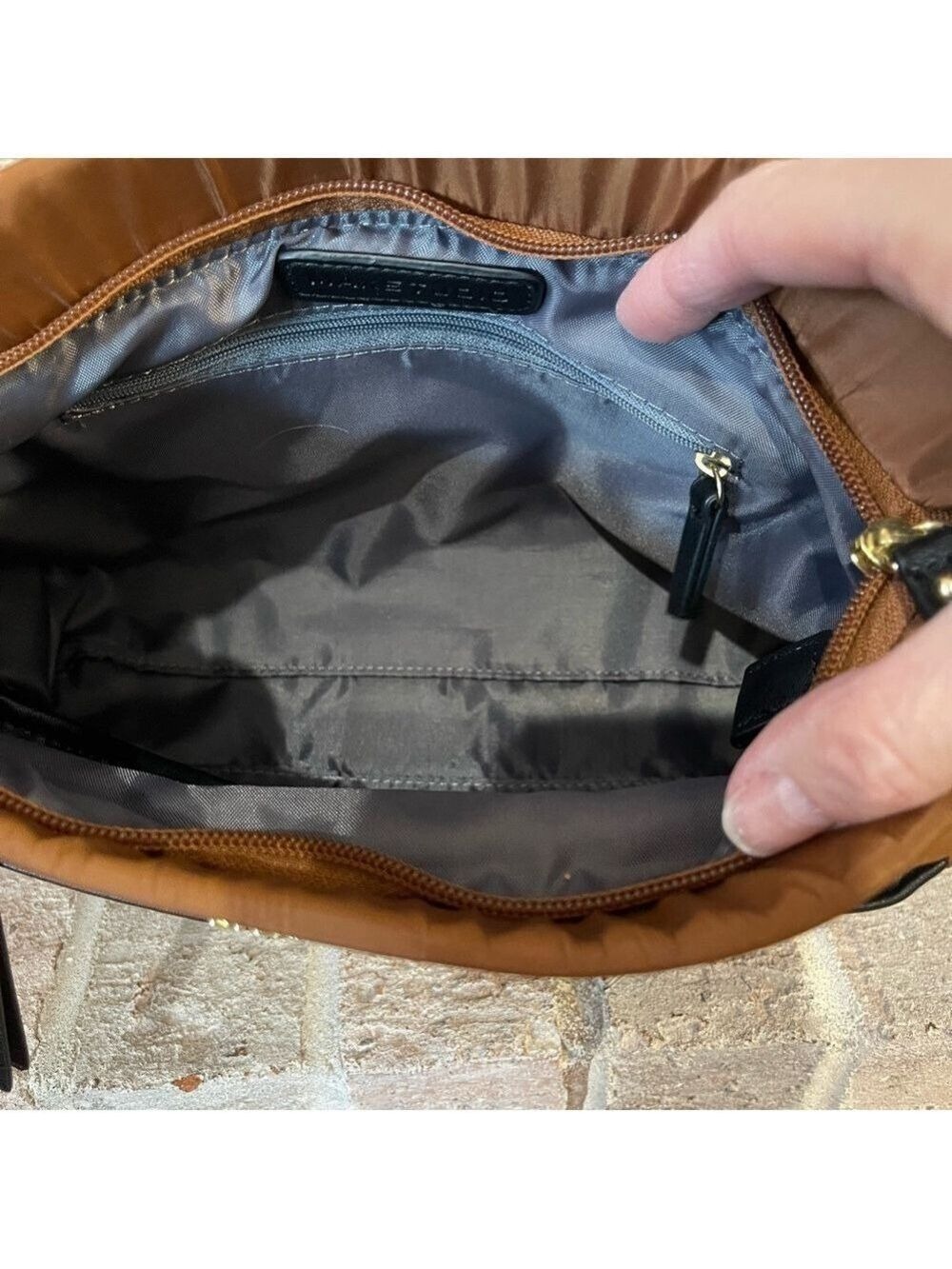 Max Studio Brown and Black Crossbody Bag with Adjustable Strap - Picture 9 of 9